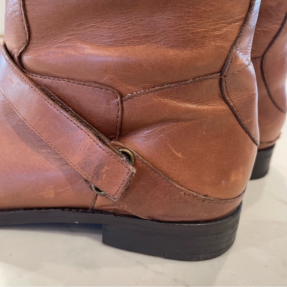 MLE chestnut brown tall distressed leather riding boots - Picture 10 of 15